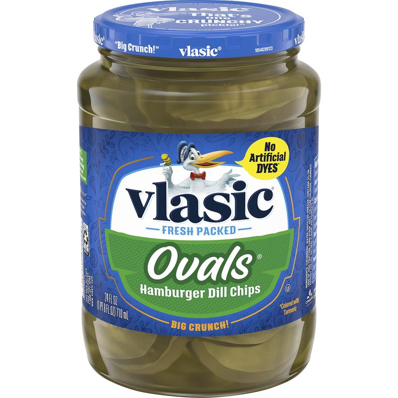 Vlasic Ovals Hamburger Dill Pickle Chips, Keto Friendly, 24 FL OZ