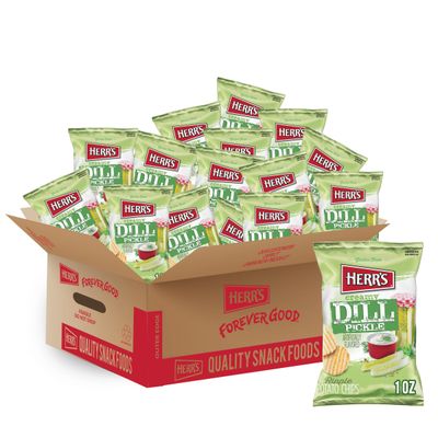Herr&#39;s Creamy Dill Pickle Potato Chips, 1 Ounce (Pack of 42 Bags) - Tangy Creamy Dill Flavor, Perfect for On-the-Go Snacking