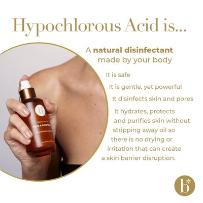 Bloome - Hypochlorous Acid Face and Skin Spray .05 - Made in USA - Hypochlorous Acid Facial Mist - Pure HOCL Solution - Skin Care Relief for Tattoo, Sunburn, Piercing Aftercare Bumps -120 ml