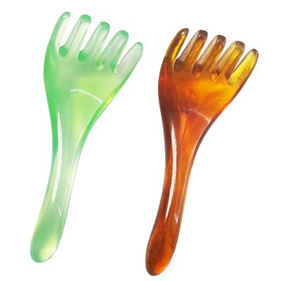 SAICOOS Head Massage Facial Yoga,Wrinkle Removal Gua Sha Massage Tool, Anti-Aging Anti-Wrinkle Anti-Wrinkle Tool Set, Bionic Hand Tools, Suitable for Head, face, Body, Legs and Back (GreenBrown)