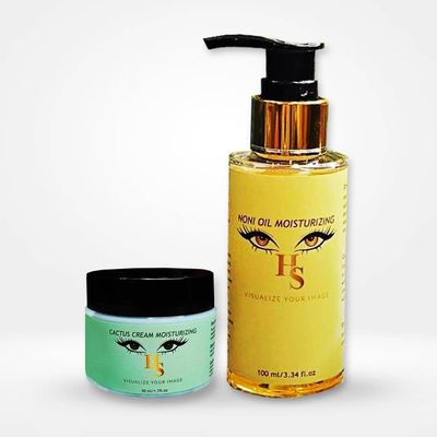 HEALTHFUL SEEDS Organic Noni Body Massage Oil Cactus Cream Facial Moisturizer - Anti-Aging Cactus Facial Extract Moisturizing Noni Skin Oil - Set of 2 Skin Moisturizing Oil Cream items.