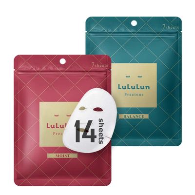 Lululun 14 EA Facial Mask Sheet for Anti-Aging Dry Skin Women Men, Organic Natural Daily Face Sheet Mask Japanese Skincare, Moisturizing Hydrating Capsuled Serum Tech for All Skin Types