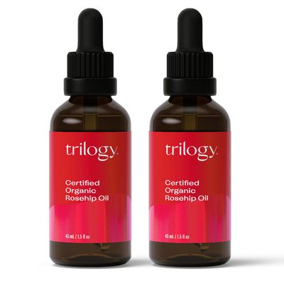 Trilogy Certified Organic Rosehip Oil Duo, Intensive Nourishment, Improves Appearance of Scars, Stretch Marks, Fine Lines, Wrinkles, 1.5 fl oz Each