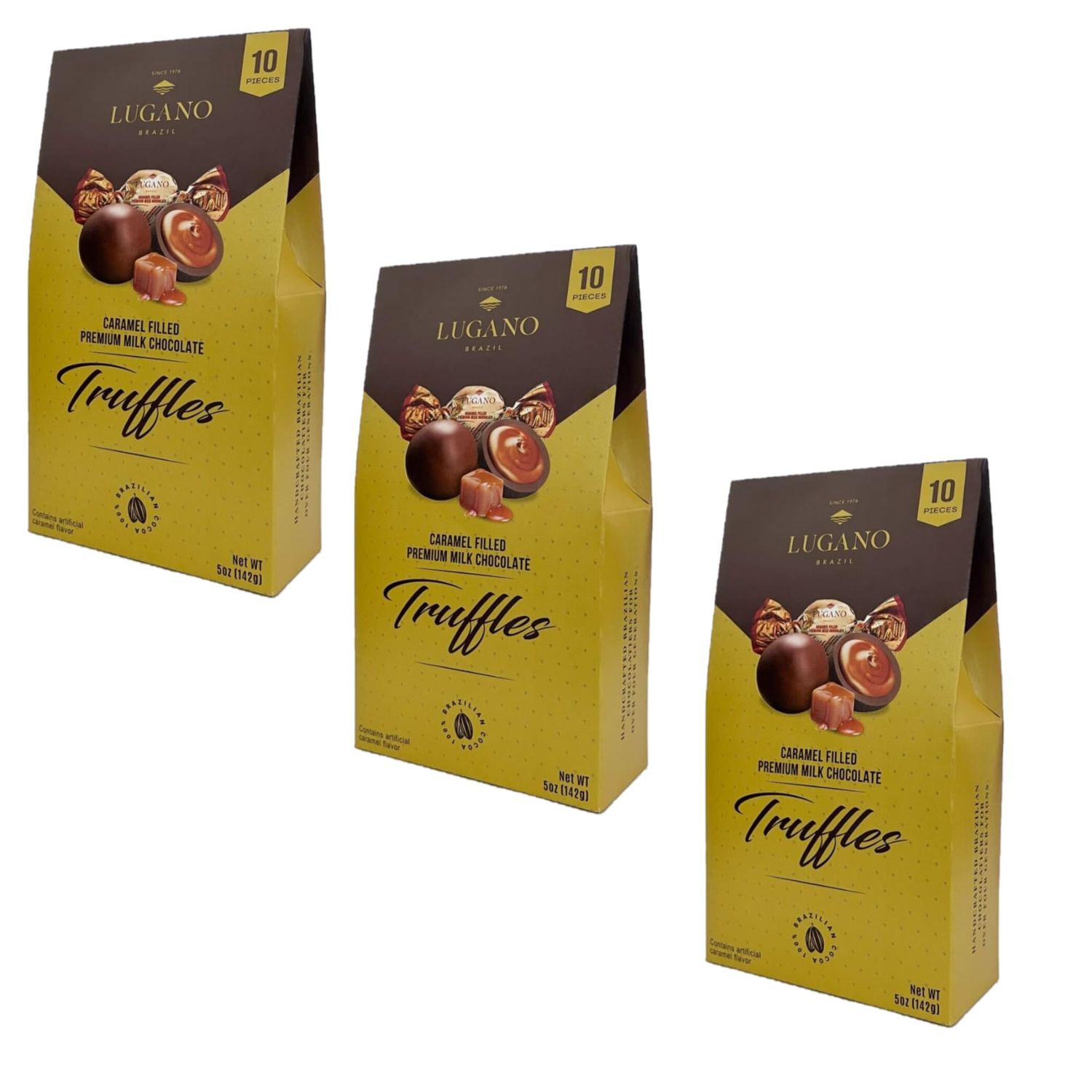 Lugano Premium Milk Chocolate Truffles Caramel Filled - Pack of 3 - Delicious and Decadent Chocolate - Perfect for Sharing with Friends and Family - 10 Truffles Per Box