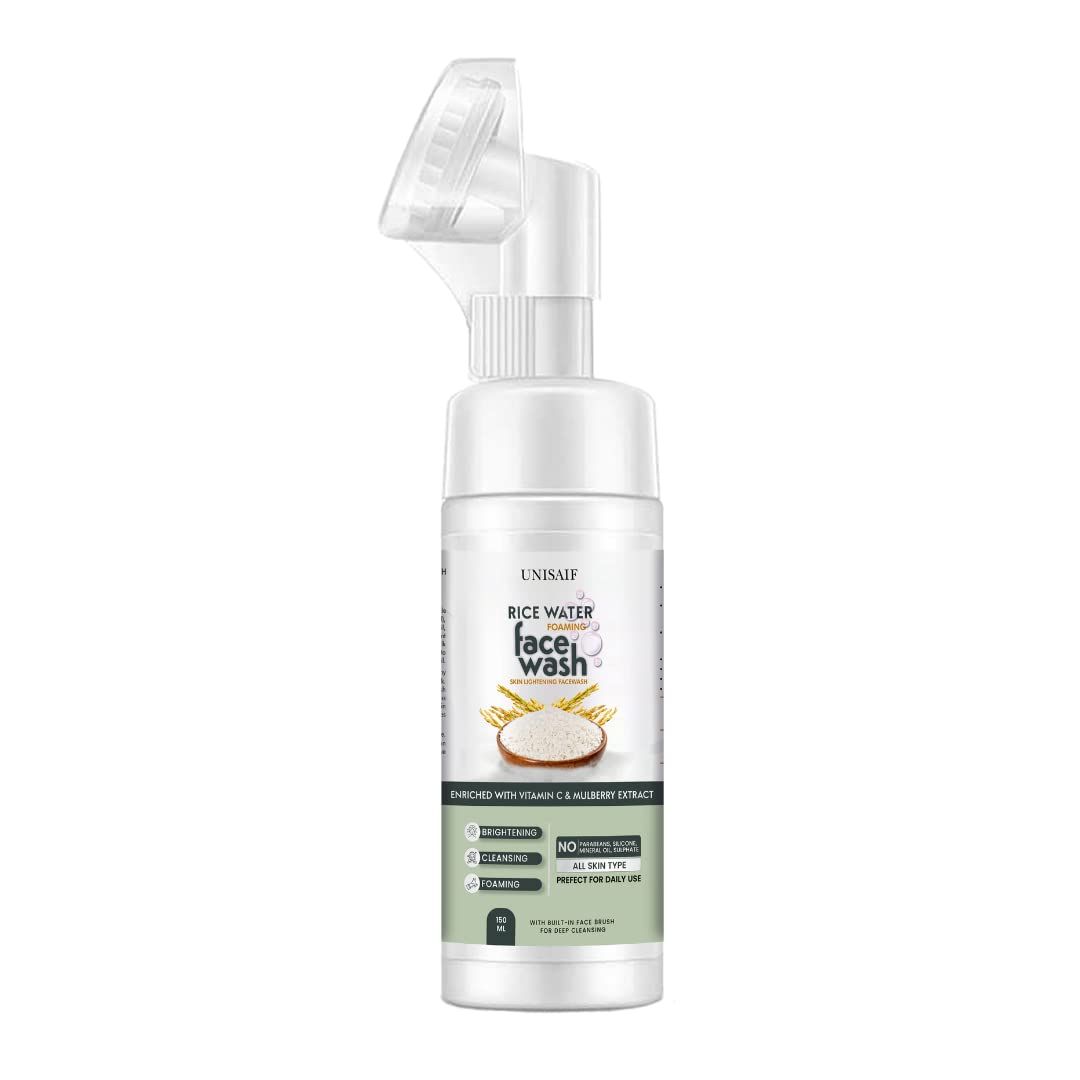 Unisaif Rice Water Face Wash - Rice Water Bright Foaming Cleanser for Women and Men s Skin Lightening Foaming Brightening Cleansing Facewash for Dry Skin 150ml