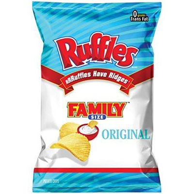 Frito Lay, Ruffles, Potato Chips, 9.5oz Bag (Pack of 3) (Choose Flavors Below) (Family Size Original 9.5oz)
