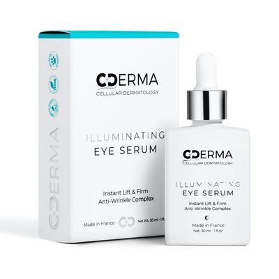 CDERMA Anti Aging Eye Serum Reduces Wrinkles, Fine Lines, Puffiness Dark Under Eye Bags. Instant Lift Firm - Made in France, 1 fl oz