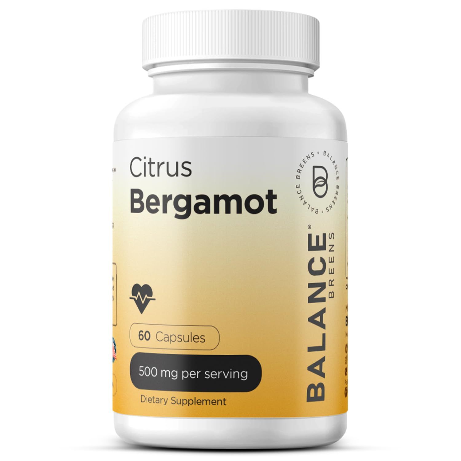 Citrus Bergamot 500mg, 60 Vegan Capsules - Advanced Bergamot Supplement for Metabolism