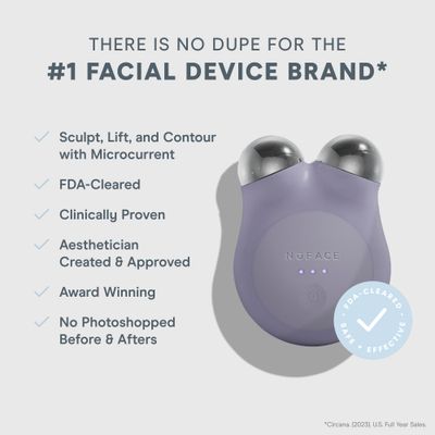 NuFACE MINI Microcurrent Facial Device Kit - FDA Cleared Face Sculpting Skin Tightening Device to Contour, Lift Tone Microcurrent Gel Activator Silk Creme - Violet Dusk