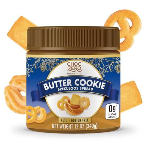 ChocZero Butter Cookie Spread, No Added Sugar, Keto Friendly, Gluten Free, Low Carb Speculoos, Naturally Sweetened with Monk Fruit (1 jar, 12 oz)