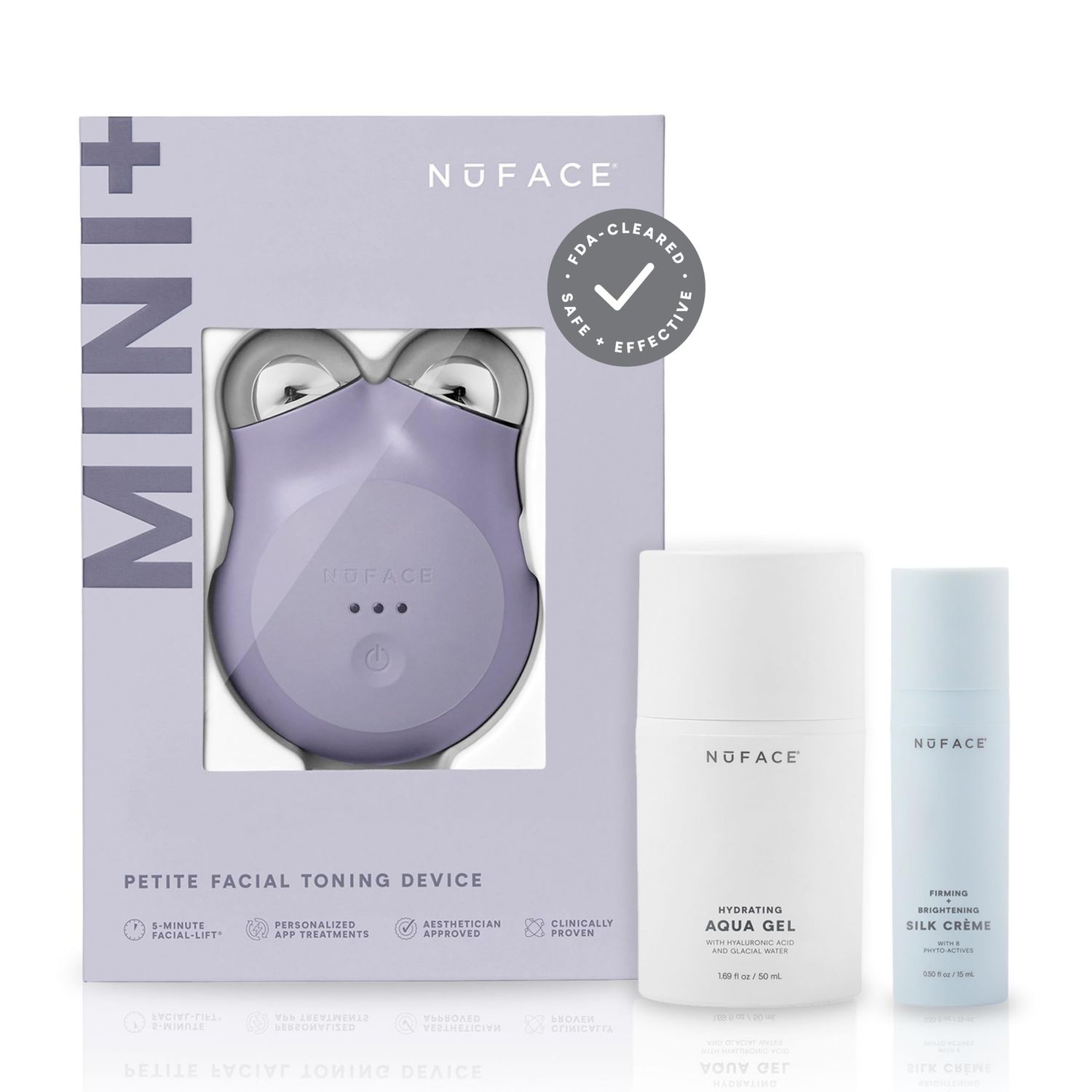 NuFACE MINI Microcurrent Facial Device Kit - FDA Cleared Face Sculpting Skin Tightening Device to Contour, Lift Tone Microcurrent Gel Activator Silk Creme - Violet Dusk