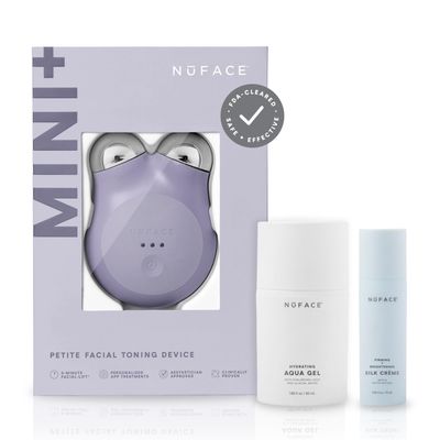 NuFACE MINI Microcurrent Facial Device Kit - FDA Cleared Face Sculpting Skin Tightening Device to Contour, Lift Tone Microcurrent Gel Activator Silk Creme - Violet Dusk