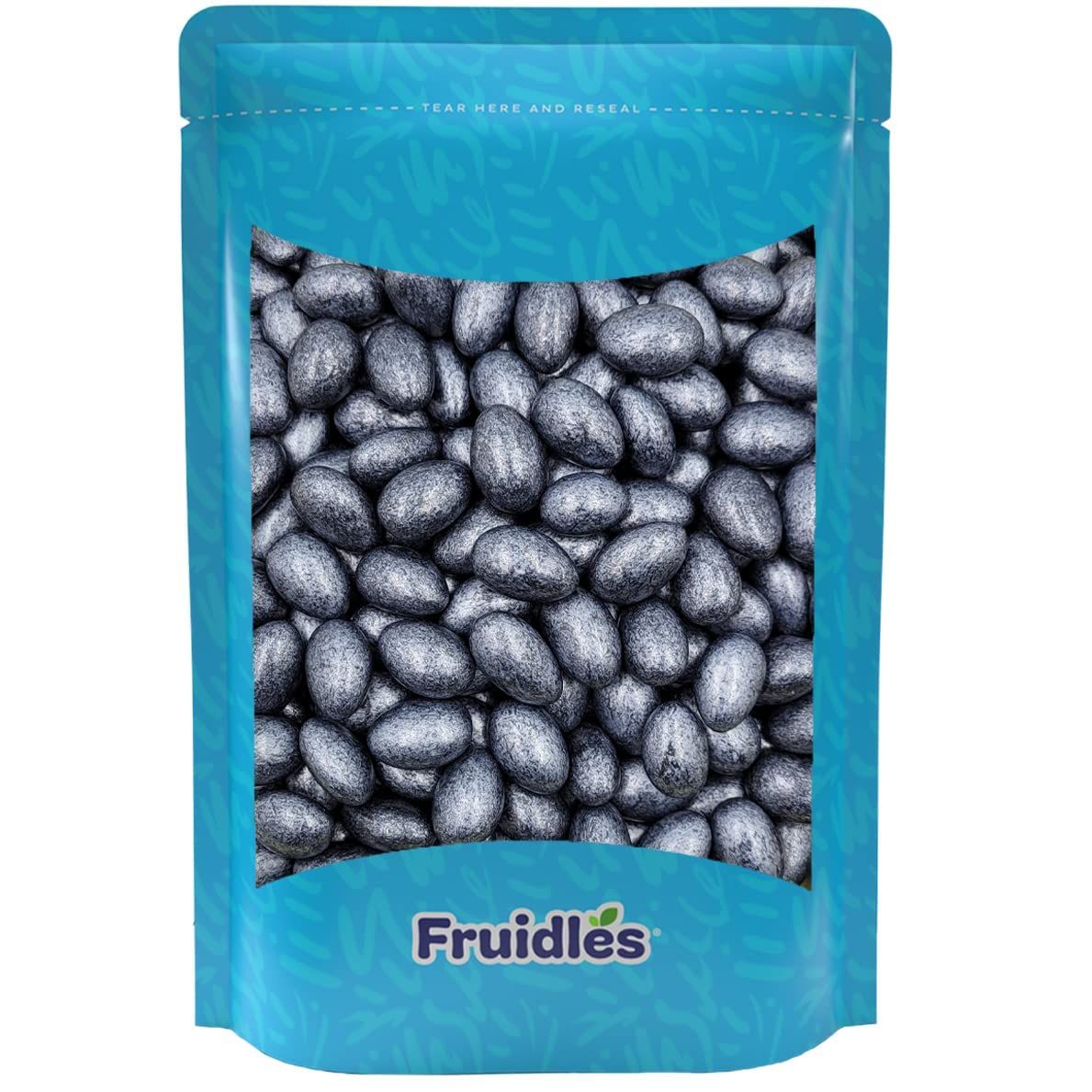 Fruidles Jordan Candy Almonds with a Sweet Sugar Coating, Kosher Certified Parve (1 Pound) Black With Silver Essence