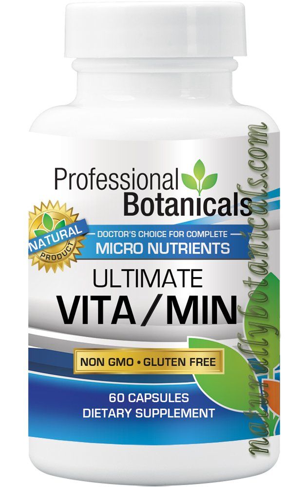 Professional Botanicals - Ultimate Vita-Min - Vitamins, Minerals, Enzymes, Micronutrients, and a Proprietary Blend of Herbs - 60 Vegetarian Capsules