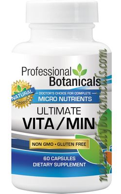 Professional Botanicals - Ultimate Vita-Min - Vitamins, Minerals, Enzymes, Micronutrients, and a Proprietary Blend of Herbs - 60 Vegetarian Capsules