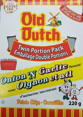 Old Dutch Potato Chips, Onion and Garlic, 220 Grams7.8 Ounces