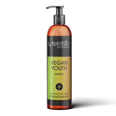 Lyfetrition Vegan Youth 12 Fl oz Large Bottle Anti-Aging And Wrinkle Serum (Skin and Face Formula).