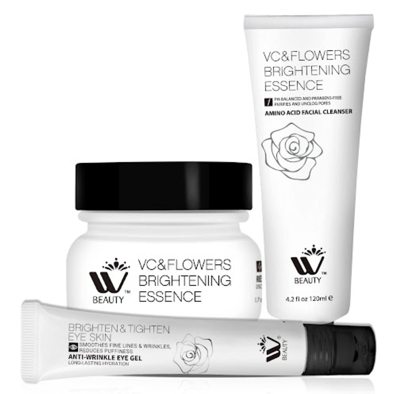 WBM Skin Care Essentials to Clean, Treat and Hydrate with Daily Oil Free Facial Cleanser (4.2 fl oz), Rapid Recovery Eye Gel (2.5 fl oz), Moisturizes with Hydration Night Cream- (1.7 oz)