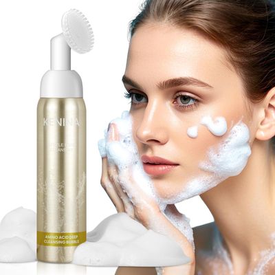 KENINA Foaming Face Wash for Women with Brush,Foaming Facial Cleanser - Facial Skin Care Products,Gentle Moisturizing Non-irritating, Amino Acid Face Cleanser for All Skin Types - Controls Oil