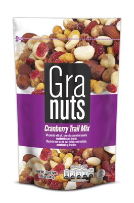 Granuts Cranberry Trail Mix Family Pack Caramelized Peanuts Crunchy Corn Nuts Almonds Soft Cranberries Salty Sweet Flavors 7.05 Oz (Pack of 1)
