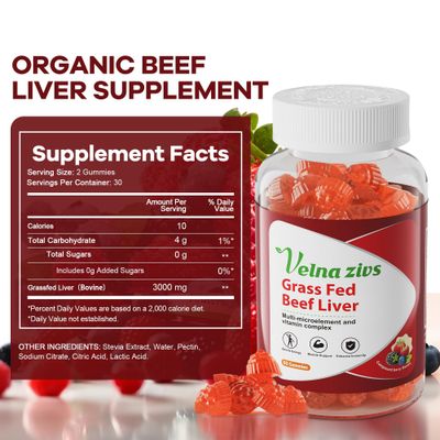 Grass Fed Beef Liver Gummies, Organic Grassfed Beef Liver Supplements for Women, Natural Iron, Vitamin A B12, Boost Energy and Immunity, Non-GMO, Gluten Free, 60 Counts