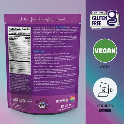 Mightylicious Vegan Chocolate Brownie Mix - Gluten-Free - Non-GMO - Egg-Free - Kosher - Dairy-Free - Allergen Friendly - Preservative Free - Ideal for Baking - 3-Pack (52.5oz Total, 3.3lbs)