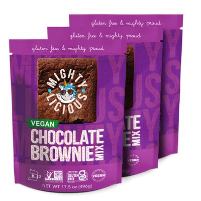 Mightylicious Vegan Chocolate Brownie Mix - Gluten-Free - Non-GMO - Egg-Free - Kosher - Dairy-Free - Allergen Friendly - Preservative Free - Ideal for Baking - 3-Pack (52.5oz Total, 3.3lbs)