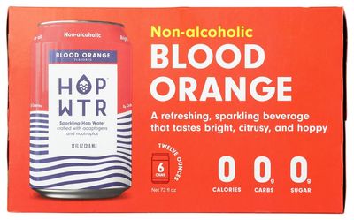 HOP WTR Blood Orange Flavored Sparkling Water, 6 Pack, Sugar Free, Non Alcoholic, 72 Fluid Ounces (Pack Of 4)