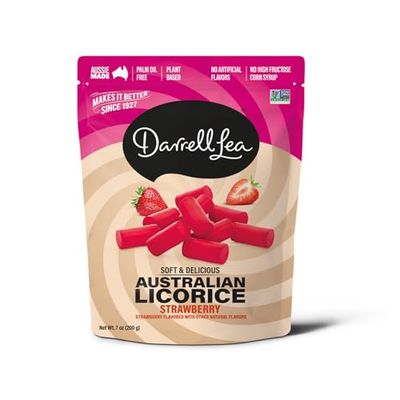 Darrell Lea Australian Licorice, Strawberry Flavor, Soft Chewy Delicious Candy, 7 Ounce Bag (Pack of 1)