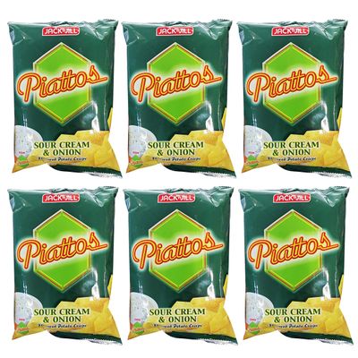 Jack&#39;n Jill Piattos Sour Cream Onion Flavored Potato Chips (6 Pack, Total of 18oz)