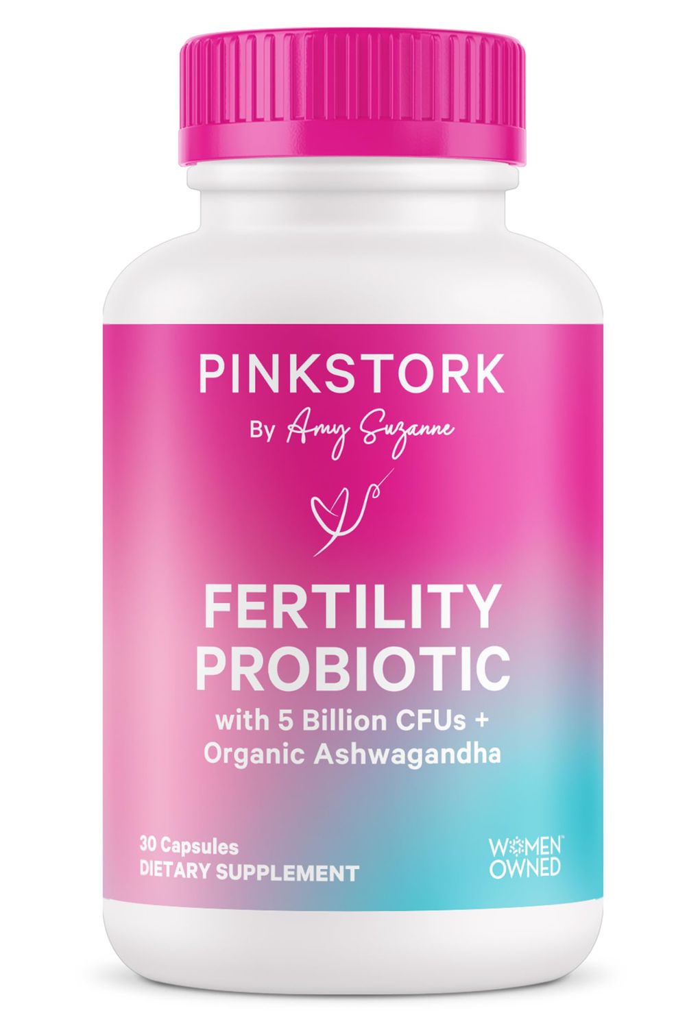 Pink Stork Fertility Support Probiotics for Women with Ashwagandha for Vaginal Health, Conception, pH Balance, Hormone Balance, and Gut Flora, Fertility Supplements for Women, 30 Capsules