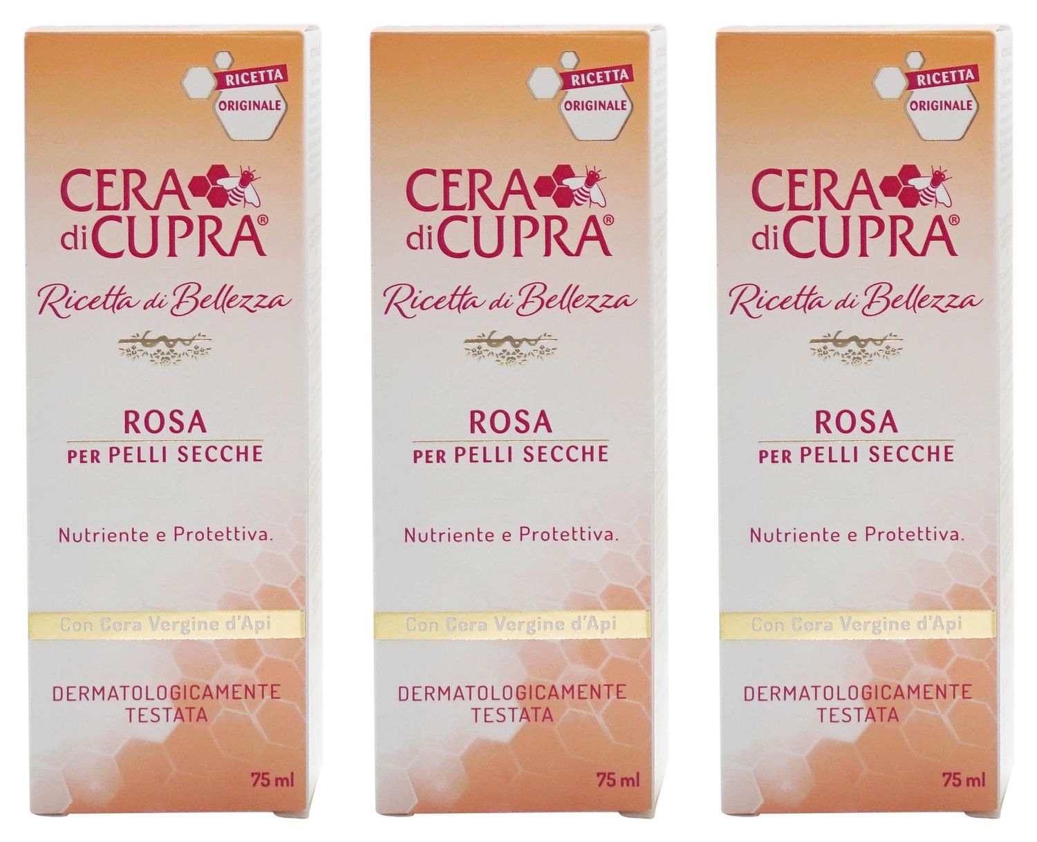 CERA DI CUPRA &quot;Rosa per Pelli Secche Cream for Dry Skin, Anti-age Formula - 2.5 Fluid Ounces (75ml) Tubes (Pack of 3) [ Italian Import ]