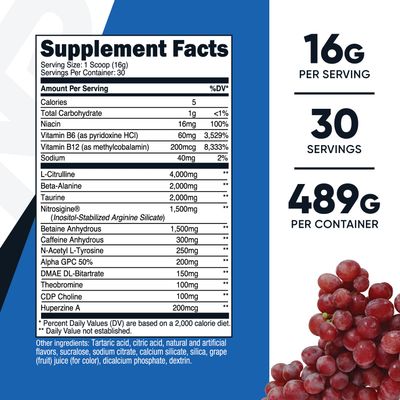 Nutricost Pre-X, Extreme Pre-Workout Powder Complex, Grape, 30 Servings, Vegetarian, Non-GMO and Gluten Free