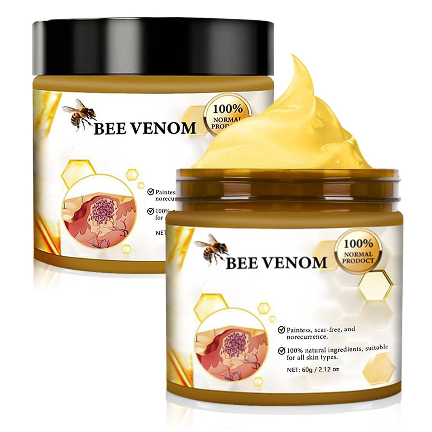 2PCS Bee Venom Cream, Bee Venom Skin Treatment Cream for Women for All Skin