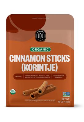 FGO Organic Cinnamon Sticks Whole, 16oz Bulk Resealable Pouch, 100 Sticks, 2 Stick Size, Raw Spice from Indonesia (Korintje), Great for Tea, Desserts or Cooking, Non-GMO (Pack of 1)
