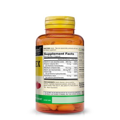 MASON NATURAL Vitamin B-Complex with Vitamin C - Healthy Heart and Nervous System, Improves Immune Function and Energy Metabolism, 100 Capsules