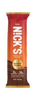 NICKS Protein Bars Chocolate Caramel 15g protein 170 calories Low Carb Keto Friendly Snacks No Added Sugar (50g)