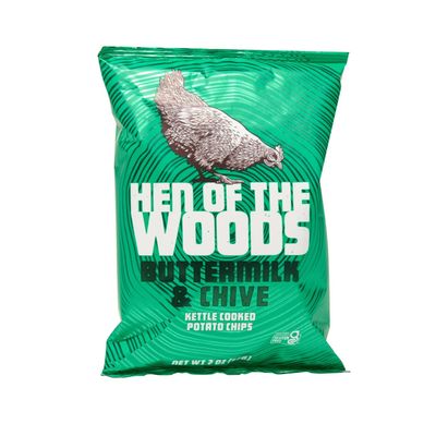 Hen of the Woods Kettle Cooked Potato Chips, Buttermilk and Chive Flavor, 2 Ounce Bag, 12-Pack