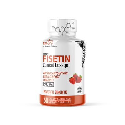 Nature&#39;s Fusions Nutri Fisetin 500mg 60 Count - Clinical Dosage - Fisetin Supplements - Powerful Senolytic Activator, Antioxidant, Brain Support - Natural Polyphenols - 60 Count