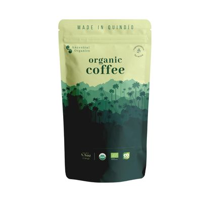 Ancestral Organics Gourmet Whole Bean Coffee - 100 Colombian Arabica, Medium Roast, Low Acid, Single-Origin, Organic, Notes of Sweet Chocolate, Panela, Almond Lemon, 8.8 oz (250 g)