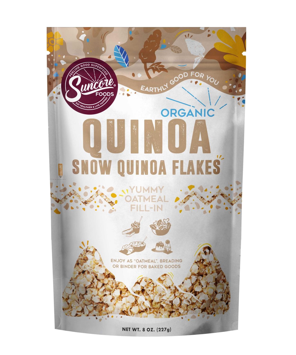 Suncore Foods Organic Snow Quinoa Flakes, Gluten-Free, Non-GMO, 8oz (1 Pack)