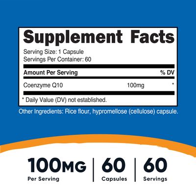 Nutricost CoQ10 100mg, 60 Vegetarian Capsules, 60 Servings - Coenzyme Q10