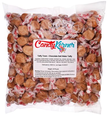 Gourmet Salt Water Taffy - Chocolate - 2.5 Pounds (40 Ounces) By CandyKorner