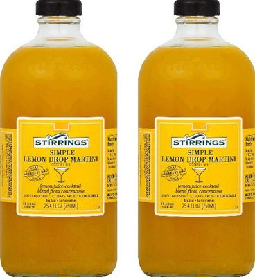 Stirrings Simple Lemon Drop Martini Non-Alcoholic Cocktail Mix, TWO 25.4 fl. oz. (750ml) Bottles