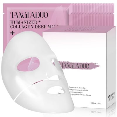 TANGLADUO Humanized Collagen Real Deep Overnight Mask,Hydrating Firming,Anti-ageing Hydrogel Mask,for All Skin Types,Elasticity Improvement,Pore Minimizing,Minimize Wrinkles,16Pcs,Pink