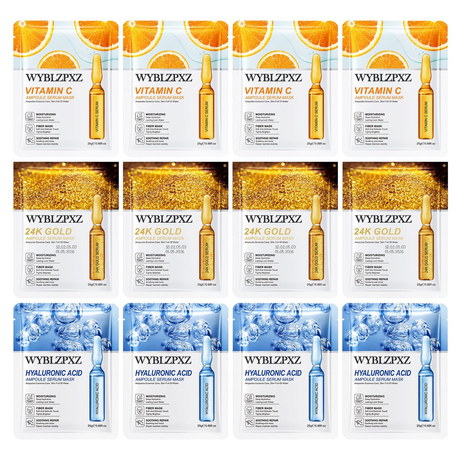 WYBLZPXZ 12 Pack Premium Moisturizing Face Sheet Mask,Gentle Facial Masks for All Skin Types,Long Lasting Hydrating Face Mask Skin Care for Men Women