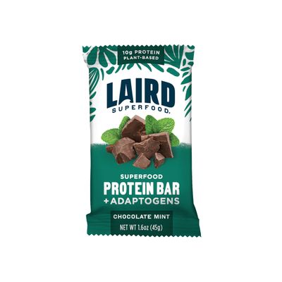 Laird Superfood Functional Protein Bars - Protein Bar but Better with Real Ingredients, Functional Mushrooms 10g Plant-Based Protein, 6g Fiber - Non-GMO - Mint Chocolate, 10 Count (Pack of 1)