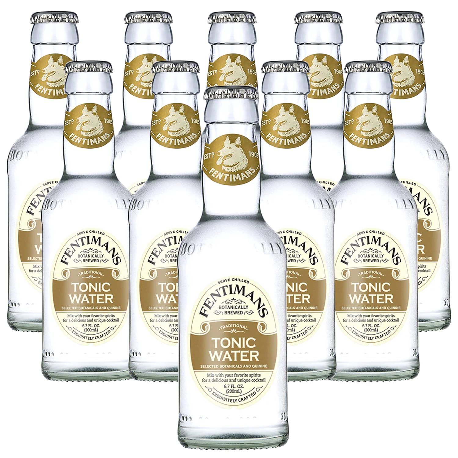 Fentimans Botanically Brewed Natural Tonic Water, 6.7 fl oz Bottles - Premium Mixer for Cocktails Refreshing Drinks