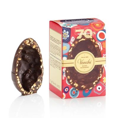 Venchi - Mignon Chocolate Egg, 70 Extra Dark Gourmet Flavor with &quot;Piedmont Hazelnut&quot;, 2.47 oz, Gluten-Free, Vegan, Without Surprise, Easter Collection, Gift Idea