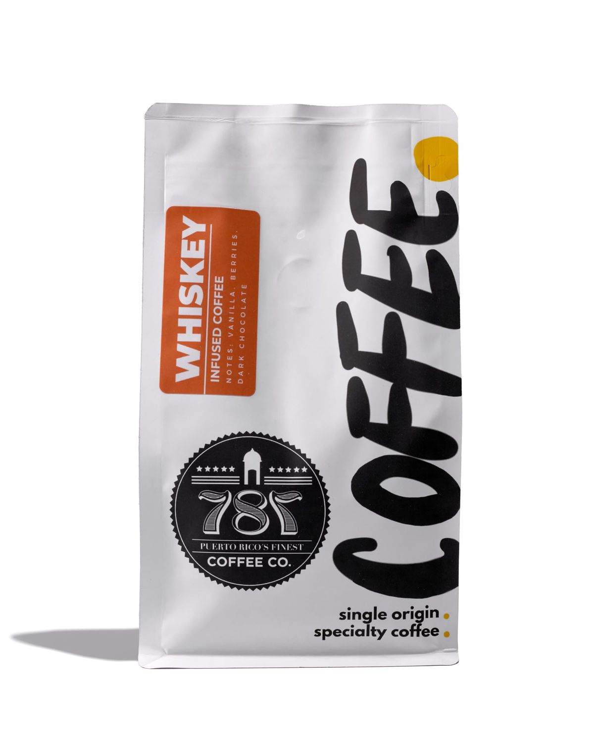 Whiskey Infused Coffee Beans, 787 Coffee, Dark Chocolate and Vanilla Notes, 8 oz